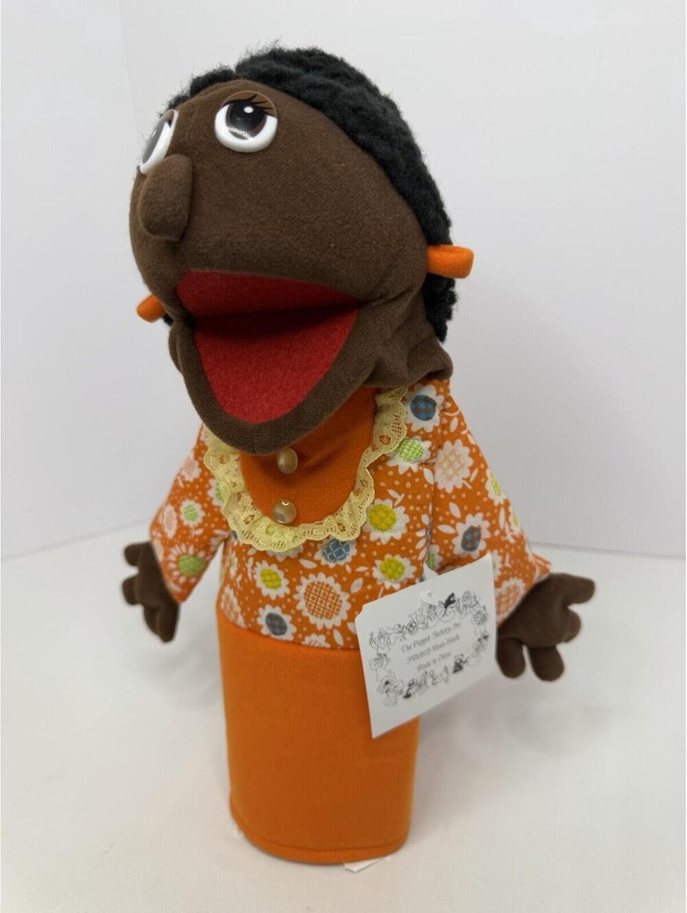 Vintage The Puppet Factory Mom Grandma Mouth Moves Orange Dress P63